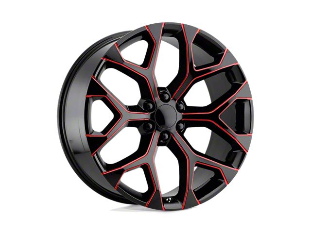 Performance Replicas PR176 Gloss Black Red Milled 6-Lug Wheel; 26x10; 24mm Offset (21-24 Tahoe)