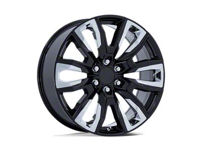 Performance Replicas PR225 Gloss Black with Chrome Accents 6-Lug Wheel; 22x9; 28mm Offset (21-24 Tahoe)