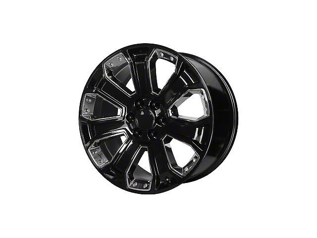 Performance Replicas PR113 Gloss Black with Chrome Accents 6-Lug Wheel; 22x9; 24mm Offset (21-24 Yukon)