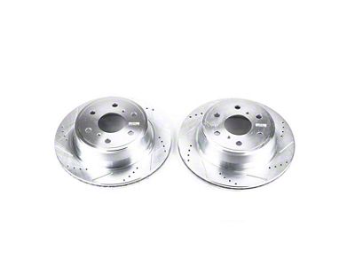 PowerStop Evolution Cross-Drilled and Slotted 6-Lug Rotors; Rear Pair (07-13 Silverado 1500 w/ Rear Disc Brakes; 14-18 Silverado 1500)