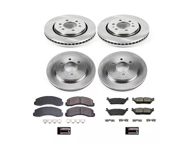 PowerStop OE Replacement 6-Lug Brake Rotor and Pad Kit; Front and Rear (18-20 F-150 w/ Electric Parking Brake; 19-20 F-150 Raptor)