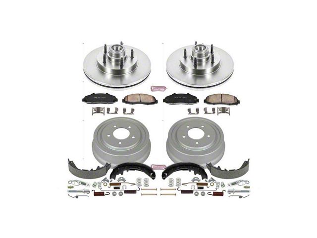 PowerStop OE Replacement 5-Lug Brake Rotor, Drum and Pad Kit; Front and Rear (97-98 2WD F-150 w/ 4-Wheel ABS)