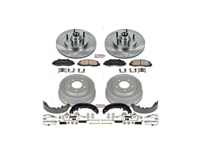 PowerStop OE Replacement 5-Lug Brake Rotor, Drum and Pad Kit; Front and Rear (97-Early 00 2WD F-150 w/ Rear Wheel ABS & Drum Brakes)