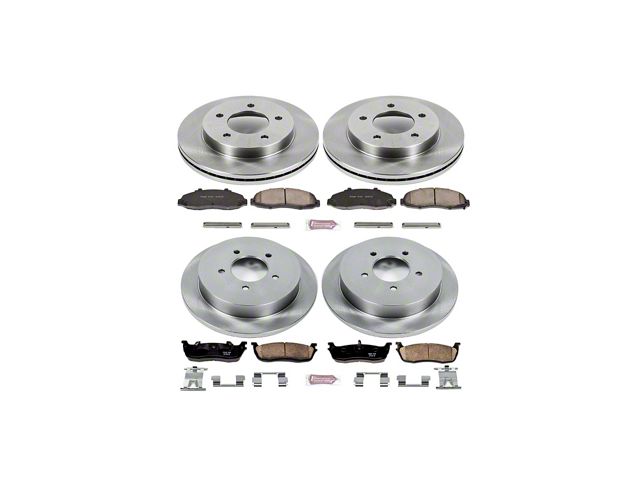PowerStop OE Replacement 5-Lug Brake Rotor and Pad Kit; Front and Rear (99-Early 00 4WD F-150)