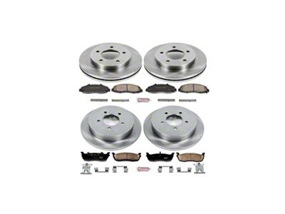 PowerStop OE Replacement 5-Lug Brake Rotor and Pad Kit; Front and Rear (99-Early 00 4WD F-150)