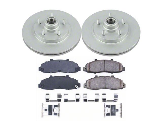 PowerStop Z17 Evolution Plus 5-Lug Brake Rotor and Pad Kit; Front (97-Early 00 2WD F-150 w/ Rear Wheel ABS & Drum Brakes)