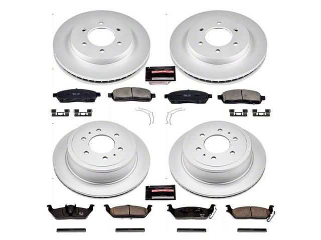 PowerStop Z17 Evolution Plus 6-Lug Brake Rotor and Pad Kit; Front and Rear (04-08 4WD F-150)