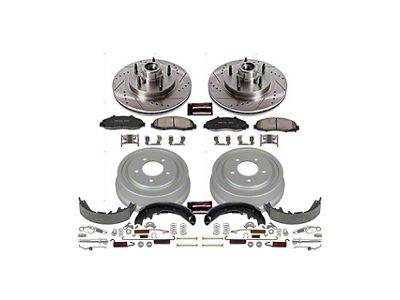 PowerStop Z23 Evolution Sport 5-Lug Brake Rotor, Drum and Pad Kit; Front and Rear (97-98 2WD F-150 w/ 4-Wheel ABS)