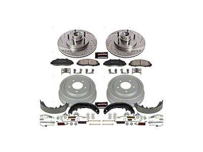 PowerStop Z23 Evolution Sport 5-Lug Brake Rotor, Drum and Pad Kit; Front and Rear (97-Early 00 2WD F-150 w/ Rear Wheel ABS & Drum Brakes)