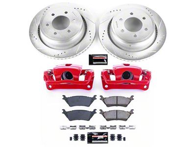 PowerStop Z23 Evolution Sport 6-Lug Brake Rotor, Pad and Caliper Kit; Rear (12-14 2WD/4WD F-150; 15-17 F-150 w/ Manual Parking Brake; 17-18 F-150 Raptor)