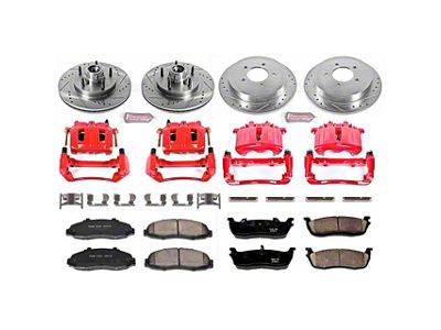 PowerStop Z23 Evolution Sport 5-Lug Brake Rotor, Pad and Caliper Kit; Front and Rear (99-Early 00 2WD F-150)