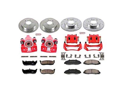 PowerStop Z23 Evolution Sport 5-Lug Brake Rotor, Pad and Caliper Kit; Front and Rear (99-Early 00 4WD F-150)