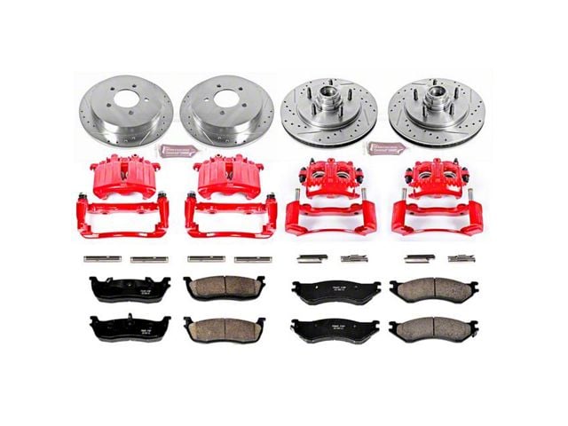 PowerStop Z23 Evolution Sport 5-Lug Brake Rotor, Pad and Caliper Kit; Front and Rear (99-Early 00 F-150 Lightning)