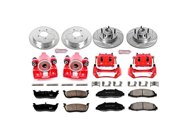 PowerStop Z23 Evolution Sport 5-Lug Brake Rotor, Pad and Caliper Kit; Front and Rear (Late 00-03 2WD F-150, Excluding Lightning)