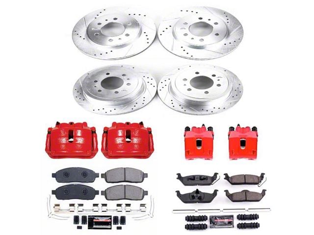 PowerStop Z23 Evolution Sport 6-Lug Brake Rotor, Pad and Caliper Kit; Front and Rear (2009 F-150)