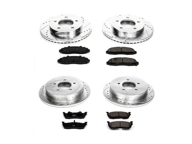 PowerStop Z23 Evolution Sport 5-Lug Brake Rotor and Pad Kit; Front and Rear (99-Early 00 4WD F-150)