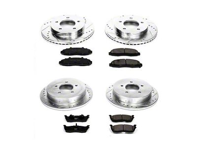 PowerStop Z23 Evolution Sport 5-Lug Brake Rotor and Pad Kit; Front and Rear (99-Early 00 4WD F-150)
