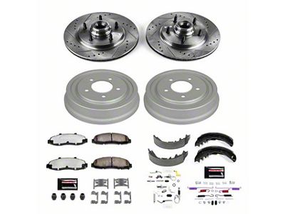 PowerStop Z36 Extreme Truck and Tow 5-Lug Brake Rotor, Drum and Pad Kit; Front and Rear (97-98 2WD F-150 w/ 4-Wheel ABS)