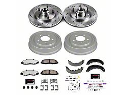 PowerStop Z36 Extreme Truck and Tow 5-Lug Brake Rotor, Drum and Pad Kit; Front and Rear (97-Early 00 2WD F-150 w/ Rear Wheel ABS & Drum Brakes)