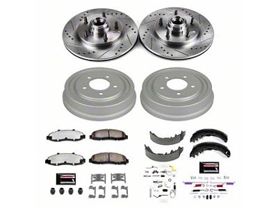 PowerStop Z36 Extreme Truck and Tow 5-Lug Brake Rotor, Drum and Pad Kit; Front and Rear (97-Early 00 2WD F-150 w/ Rear Wheel ABS & Drum Brakes)
