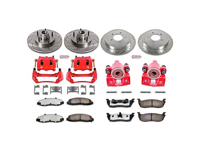 PowerStop Z36 Extreme Truck and Tow 5-Lug Brake Rotor, Pad and Caliper Kit; Front and Rear (99-Early 00 2WD F-150)