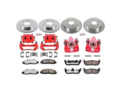 PowerStop Z36 Extreme Truck and Tow 5-Lug Brake Rotor, Pad and Caliper Kit; Front and Rear (99-Early 00 4WD F-150)