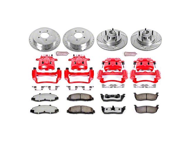 PowerStop Z36 Extreme Truck and Tow 5-Lug Brake Rotor, Pad and Caliper Kit; Front and Rear (Late 00-03 2WD F-150, Excluding Lightning)