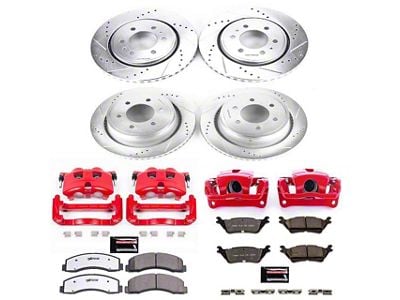 PowerStop Z36 Extreme Truck and Tow 6-Lug Brake Rotor, Pad and Caliper Kit; Front and Rear (12-14 2WD/4WD F-150; 15-17 F-150 w/ Manual Parking Brake; 17-18 F-150 Raptor)