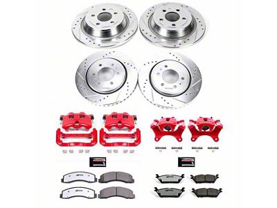 PowerStop Z36 Extreme Truck and Tow 6-Lug Brake Rotor, Pad and Caliper Kit; Front and Rear (15-17 F-150 w/ Electric Parking Brake)