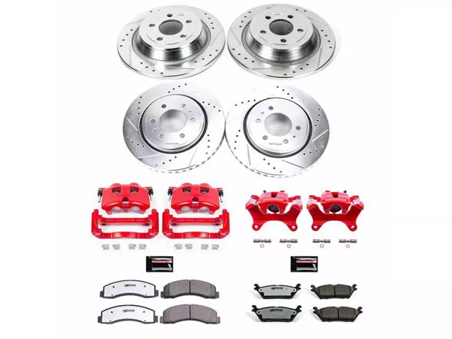 PowerStop Z36 Extreme Truck and Tow 6-Lug Brake Rotor, Pad and Caliper Kit; Front and Rear (15-17 F-150 w/ Electric Parking Brake)