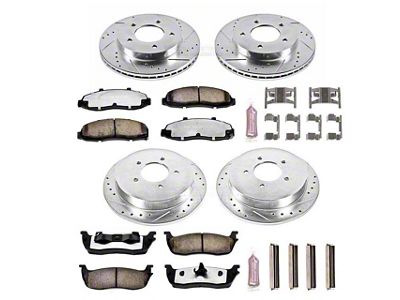 PowerStop Z36 Extreme Truck and Tow 5-Lug Brake Rotor and Pad Kit; Front and Rear (99-Early 00 4WD F-150)