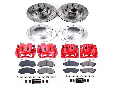 PowerStop Z23 Evolution Sport 8-Lug Brake Rotor, Pad and Caliper Kit; Front and Rear (2012 2WD F-250 Super Duty)