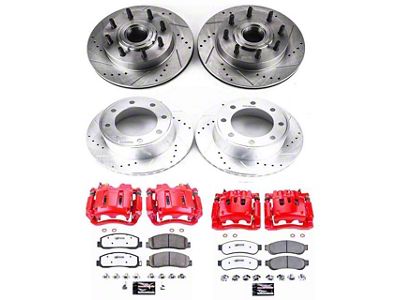 PowerStop Z36 Extreme Truck and Tow 8-Lug Brake Rotor, Pad and Caliper Kit; Front and Rear (2011 2WD F-250 Super Duty)