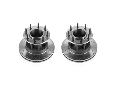 PowerStop Evolution Cross-Drilled and Slotted 8-Lug Rotors; Front Pair (17-25 2WD F-350 Super Duty DRW)