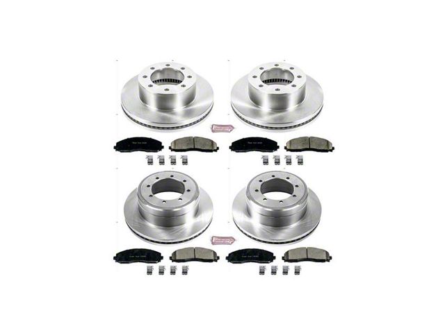 PowerStop OE Replacement 8-Lug Brake Rotor and Pad Kit; Front and Rear (13-21 4WD F-350 Super Duty DRW)