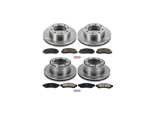PowerStop OE Replacement 8-Lug Brake Rotor and Pad Kit; Front and Rear (2012 4WD F-350 Super Duty DRW)