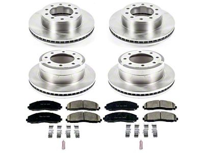 PowerStop OE Replacement 8-Lug Brake Rotor and Pad Kit; Front and Rear (2016 4WD F-350 Super Duty SRW w/ Wide Track Front Suspension)