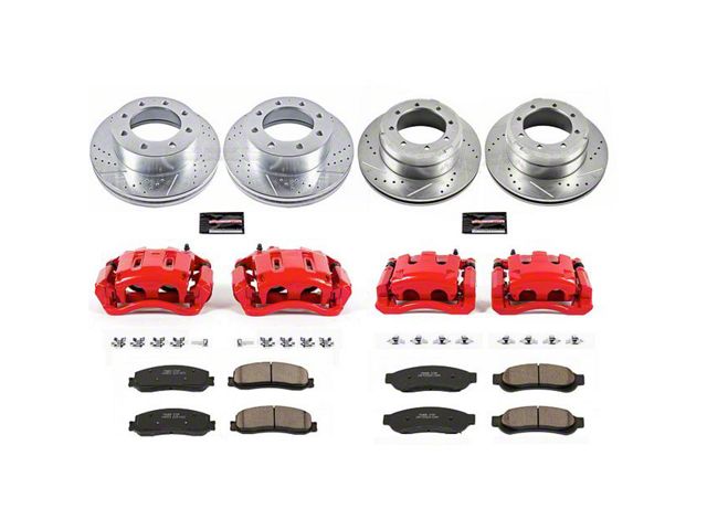 PowerStop Z23 Evolution Sport 8-Lug Brake Rotor, Pad and Caliper Kit; Front and Rear (2012 4WD F-350 Super Duty DRW)