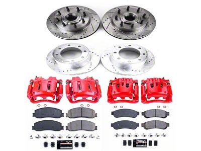 PowerStop Z23 Evolution Sport 8-Lug Brake Rotor, Pad and Caliper Kit; Front and Rear (2012 2WD F-350 Super Duty SRW)