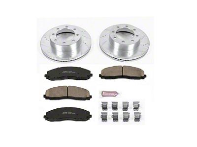 PowerStop Z23 Evolution Sport 8-Lug Brake Rotor and Pad Kit; Front (13-22 4WD F-350 Super Duty)