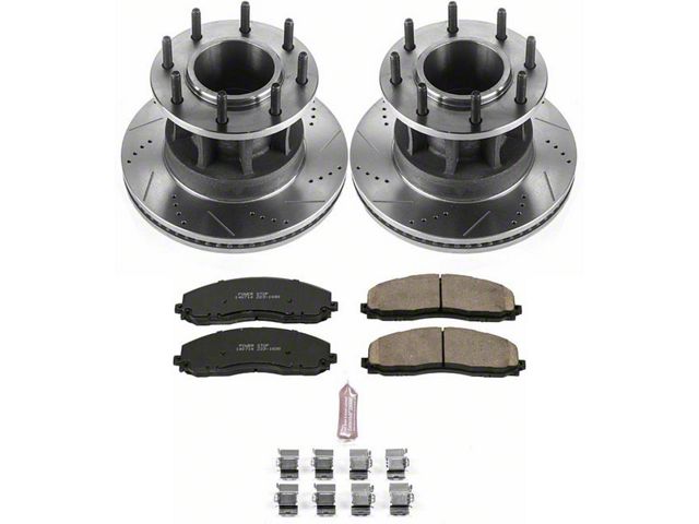 PowerStop Z23 Evolution Sport 8-Lug Brake Rotor and Pad Kit; Front (17-21 2WD F-350 Super Duty DRW)