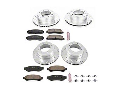 PowerStop Z23 Evolution Sport 8-Lug Brake Rotor and Pad Kit; Front and Rear (Early 2011 4WD F-350 Super Duty DRW)