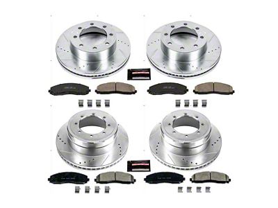 PowerStop Z23 Evolution Sport 8-Lug Brake Rotor and Pad Kit; Front and Rear (13-21 4WD F-350 Super Duty DRW)