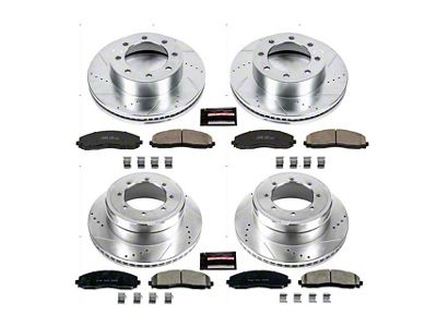 PowerStop Z23 Evolution Sport 8-Lug Brake Rotor and Pad Kit; Front and Rear (13-22 4WD F-350 Super Duty DRW)