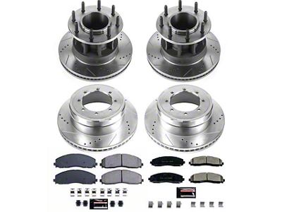PowerStop Z23 Evolution Sport 8-Lug Brake Rotor and Pad Kit; Front and Rear (17-22 2WD F-350 Super Duty DRW)
