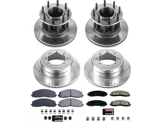 PowerStop Z23 Evolution Sport 8-Lug Brake Rotor and Pad Kit; Front and Rear (17-21 2WD F-350 Super Duty DRW)