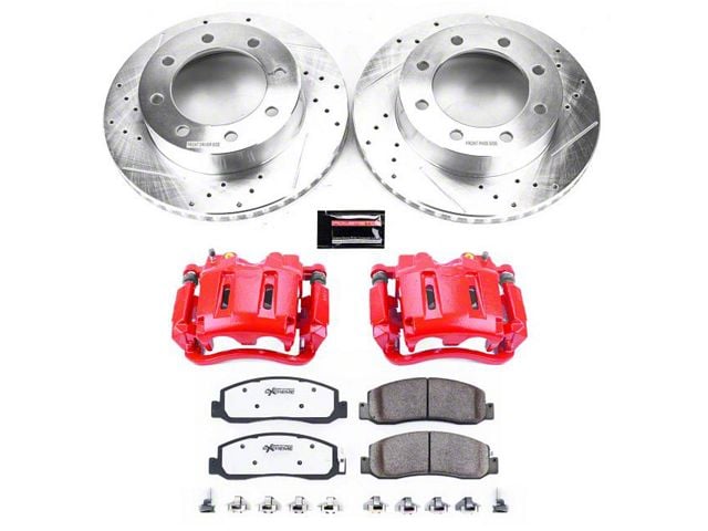PowerStop Z36 Extreme Truck and Tow 8-Lug Brake Rotor, Pad and Caliper Kit; Front (2011 4WD F-350 Super Duty SRW)