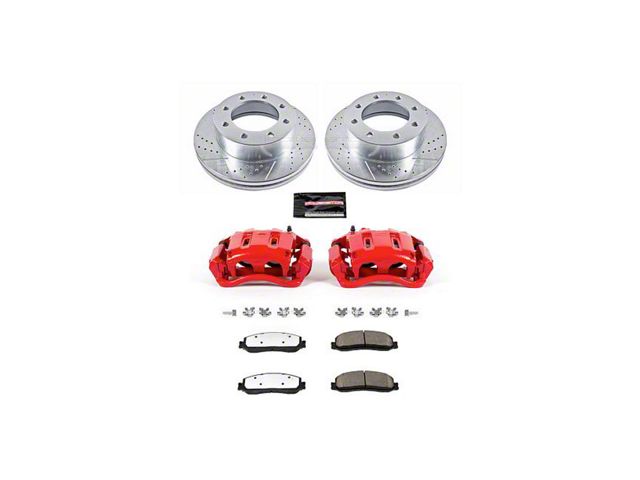 PowerStop Z36 Extreme Truck and Tow 8-Lug Brake Rotor, Pad and Caliper Kit; Front (2012 4WD F-350 Super Duty DRW)