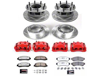 PowerStop Z36 Extreme Truck and Tow 8-Lug Brake Rotor, Pad and Caliper Kit; Front and Rear (2011 2WD F-350 Super Duty DRW)