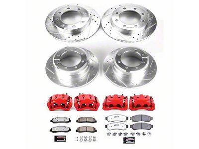 PowerStop Z36 Extreme Truck and Tow 8-Lug Brake Rotor, Pad and Caliper Kit; Front and Rear (Early 2011 4WD F-350 Super Duty DRW)